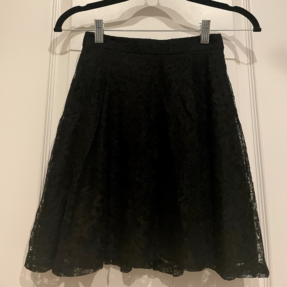 Black lace mini skirt